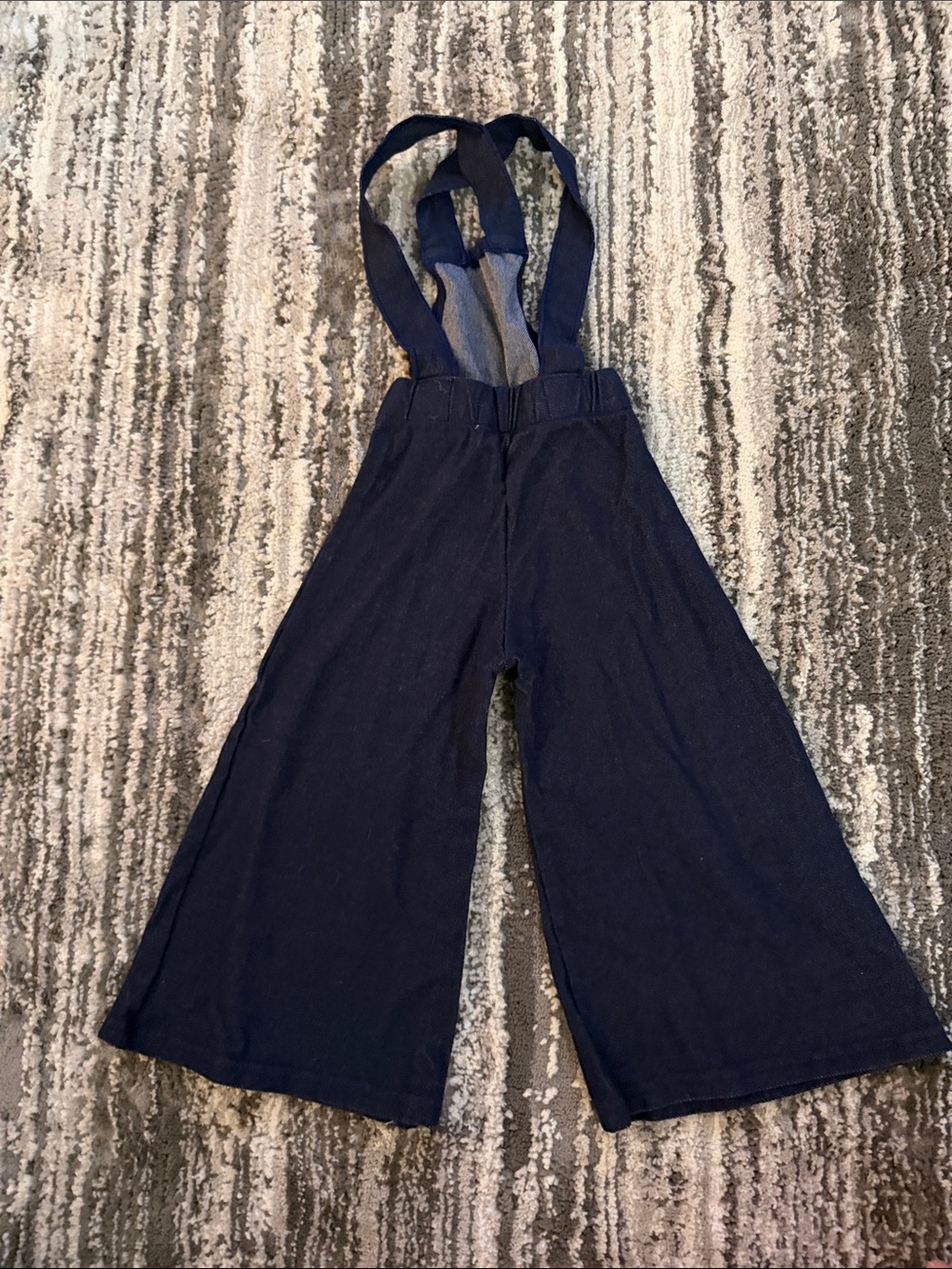 Kids Navy Wide-Leg Suspender Pants